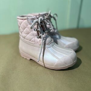 Sperry blush pink quilted rain duck boots youth size 11